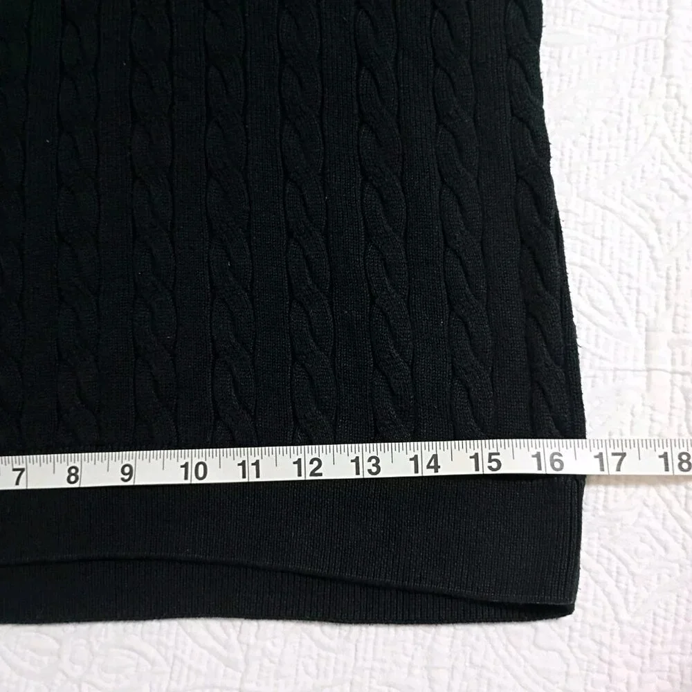 Lacoste Men's V Neck Cable Knit Black Sweater Size 44